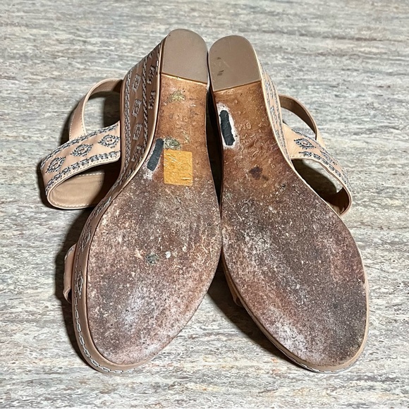 Tory Burch Natural Vachetta Ankle Strap Wedge Calf Leather Sandals - Picture 11 of 16